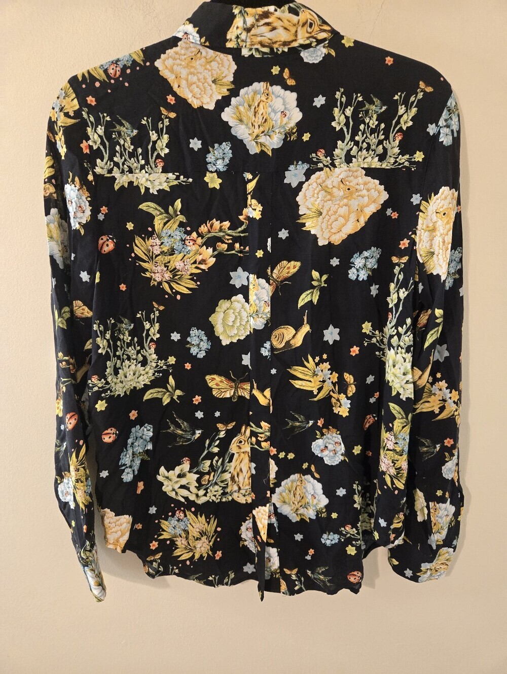 Maeve by Anthropologie Woodland Floral Animal Print Button Front Blouse Women's - Picture 5 of 6